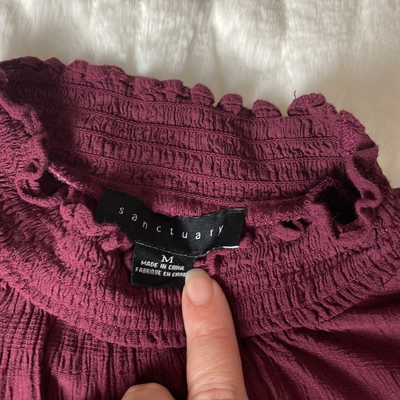 sanctuary romance size medium, maroon, long sleeve blouse - Picture 5 of 7